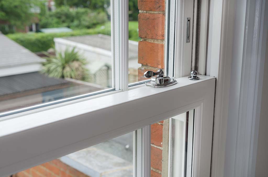 A close up image from the interior view of a heritage sash window