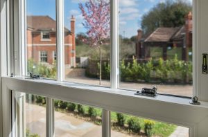 A close up image from the interior view of a heritage sash window