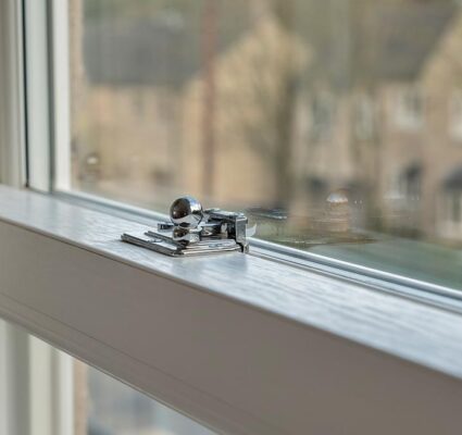 Close up of a part of a sash window
