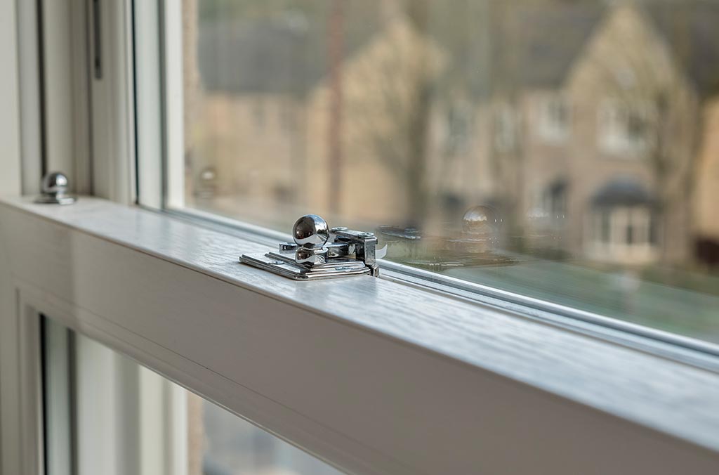 Close up of a part of a sash window